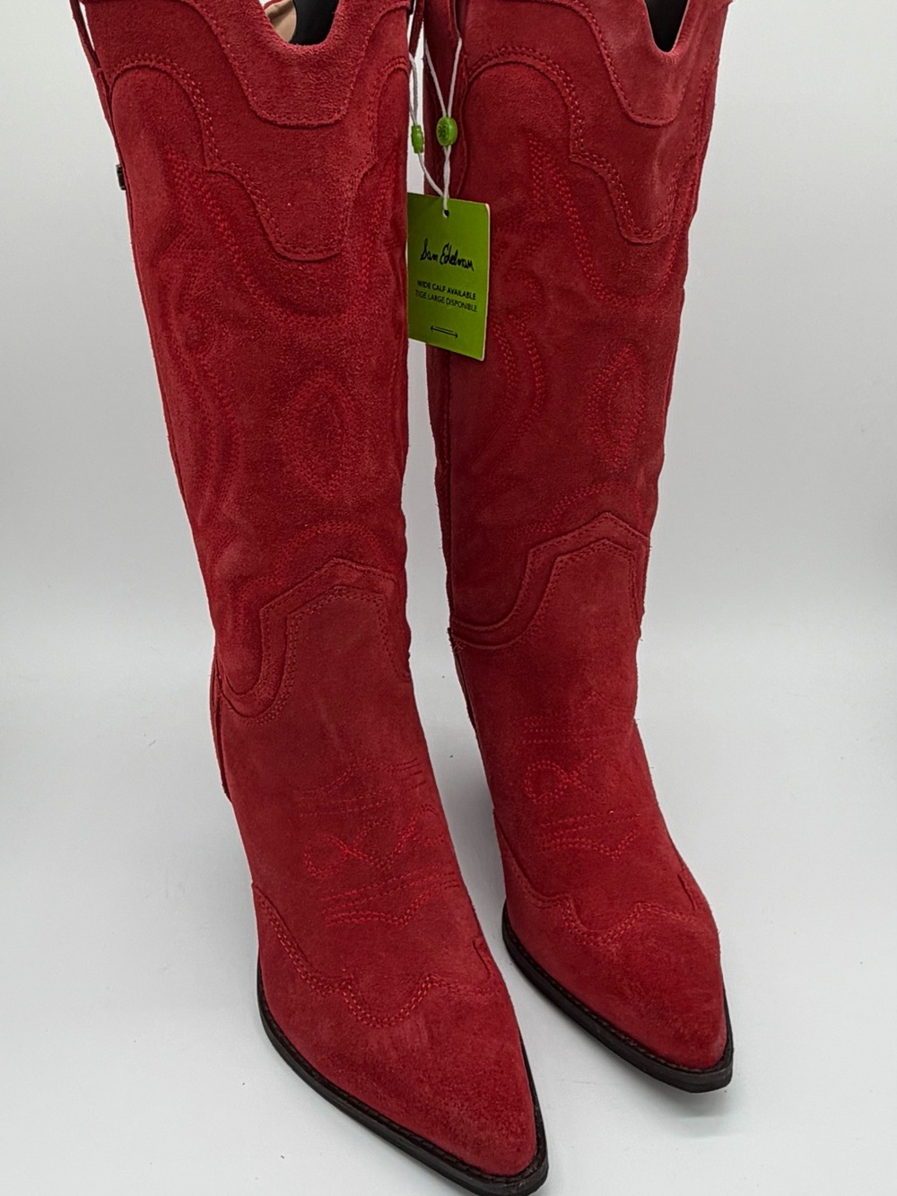 Sam Edelman Red Scarlet Suede James Cowboy Boots 7.5